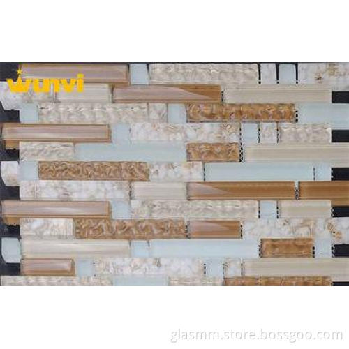 Eco - friendly Stainless Steel wavy wall tiles With Glass C